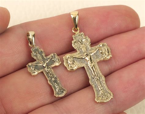 gold crucifix necklace men's|14k solid gold crucifix pendant.